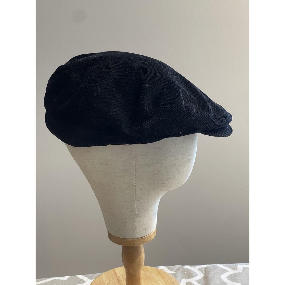 Vintage Dorfman Pacific Black Flat Newsboy Hat Cap Corduroy Lined OS - Picture 4 of 8